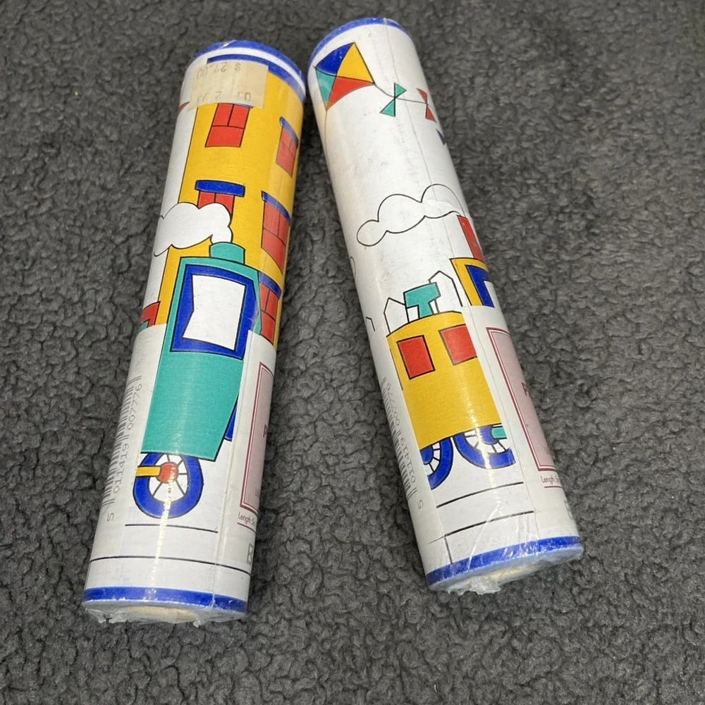 VTG Fine Decor Wallpaper B777 Made in England‎ Train Building 5.5 Yd NEW